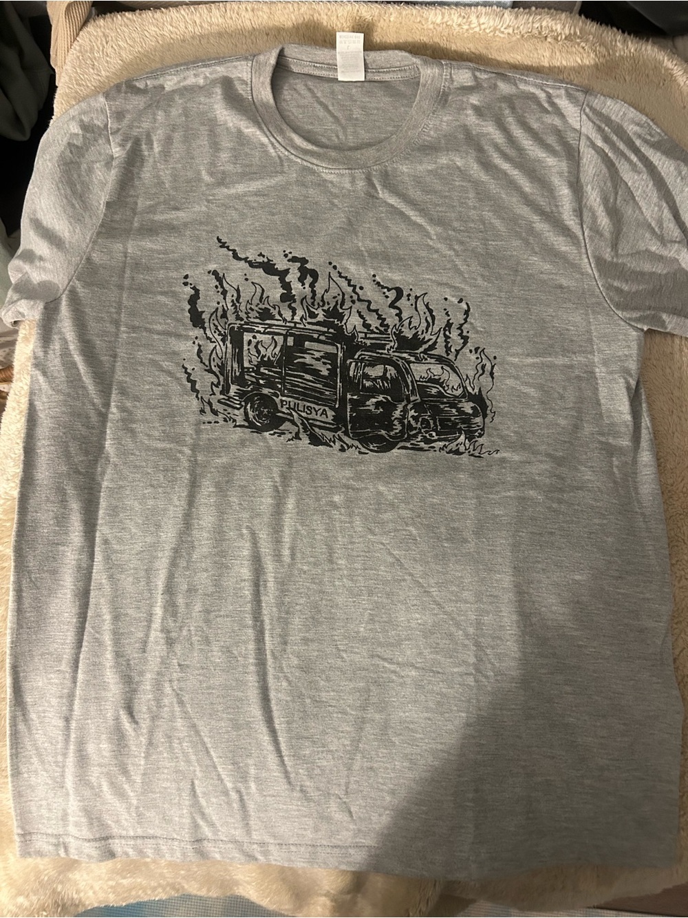 Women's Grey Graphic T-Shirt with ACAB Illustration